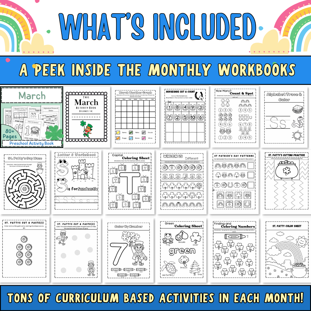 Preschool Curriculum, Full Year Worksheets For Ages 3-5