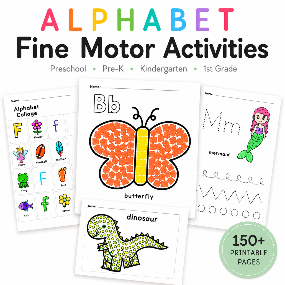 Alphabet Fine Motor Activities | Preschool & Kindergarten Centers | Tracing, Prewriting Practice, Letter Crafts | Printable Toddler Activity