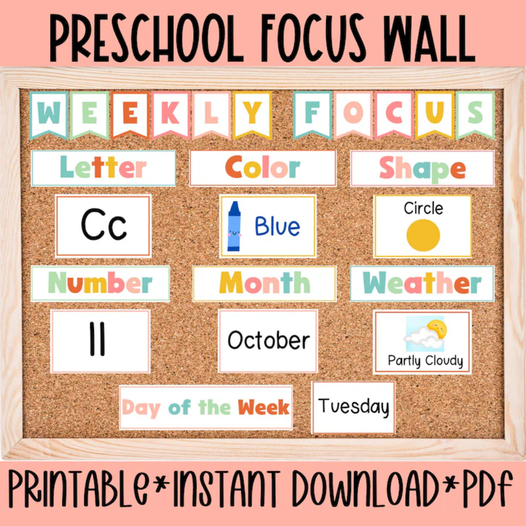 Preschool Focus Wall, Weekly Learning Board For Classrooms