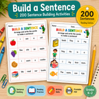 Build A Sentence Worksheets, Kindergarten & Early Elementary
