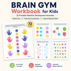 "Brain Gym Workbook for Kids | 72 Pages Printable Attention Development Activities | Hand-Eye Coordination, Focus & Reaction Exercises PDF "