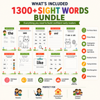 1300+ Sight Words Printable Bundle | Preschool Kindergarten Reading Worksheets (Digital Download)