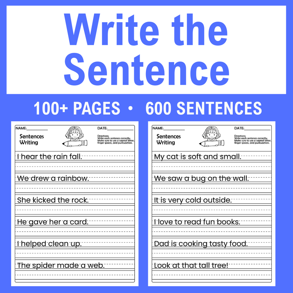 Sentence Writing Worksheets, Practice Pages For Grades 1-3