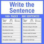 Sentence Writing Worksheets, Practice Pages For Grades 1-3