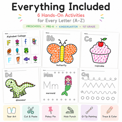 Alphabet Fine Motor Activities | Preschool & Kindergarten Centers | Tracing, Prewriting Practice, Letter Crafts | Printable Toddler Activity