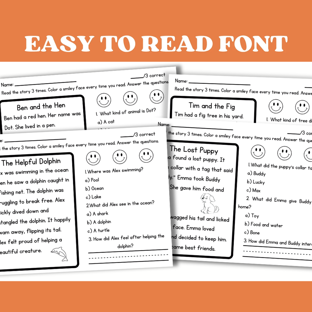 First Grade Reading Worksheets, Decodable Stories With Questions