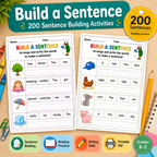 Build A Sentence Worksheets, Kindergarten & Early Elementary
