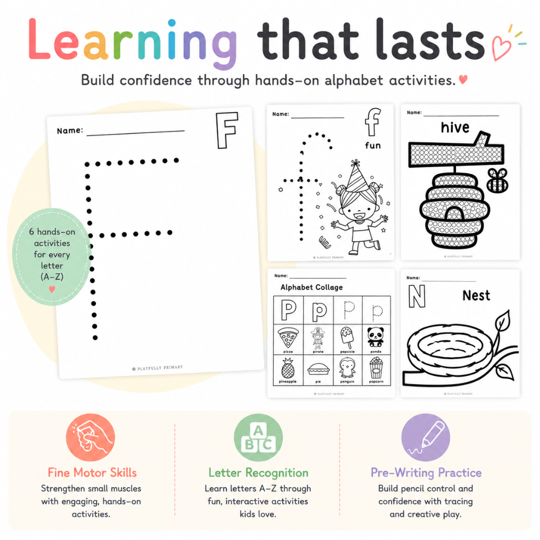Alphabet Fine Motor Activities | Preschool & Kindergarten Centers | Tracing, Prewriting Practice, Letter Crafts | Printable Toddler Activity
