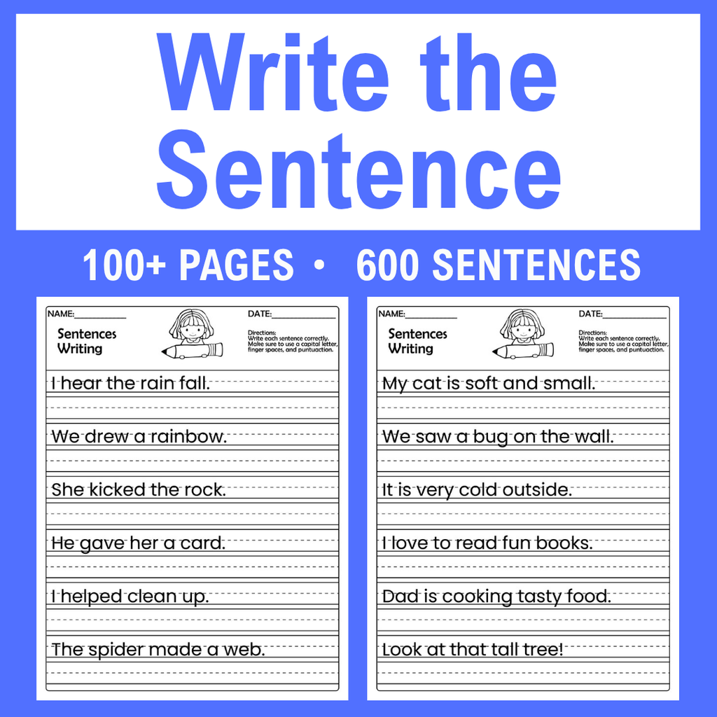 Sentence Writing Worksheets, Practice Pages For Grades 1-3