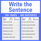 Sentence Writing Worksheets, Practice Pages For Grades 1-3