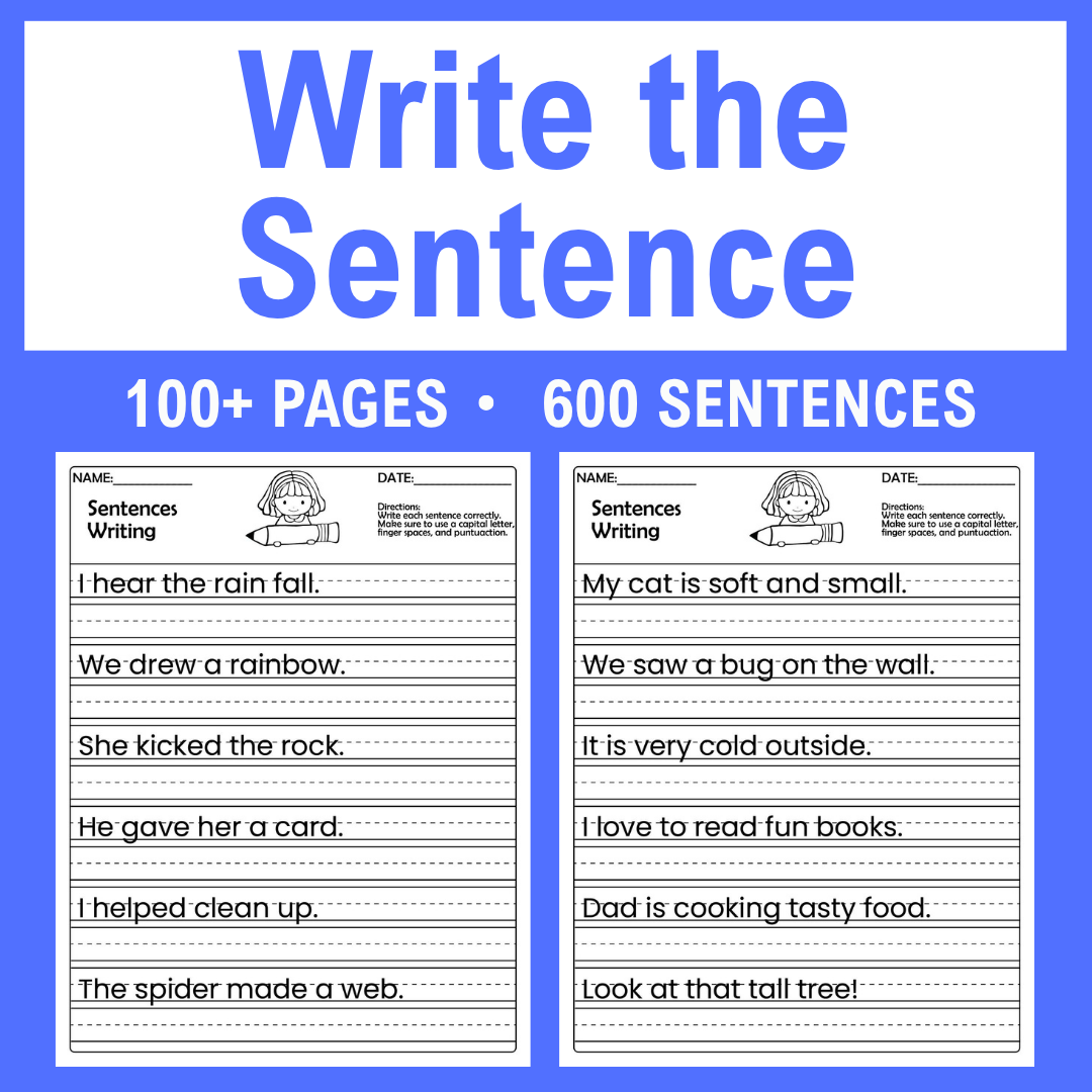 Sentence Writing Worksheets, Practice Pages For Grades 1-3