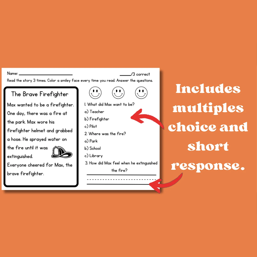 First Grade Reading Worksheets, Decodable Stories With Questions