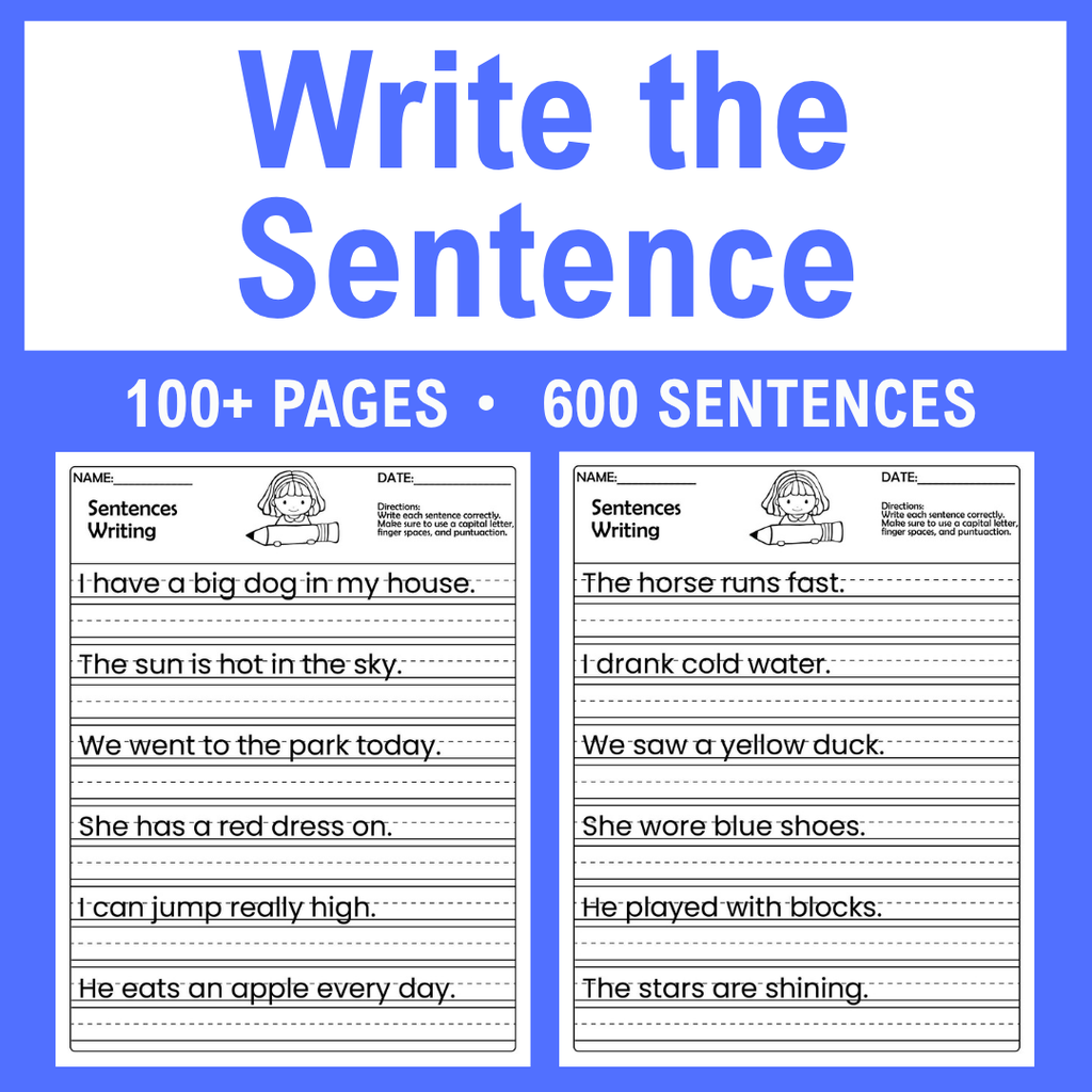 Sentence Writing Worksheets, Practice Pages For Grades 1-3