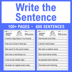 Sentence Writing Worksheets, Practice Pages For Grades 1-3