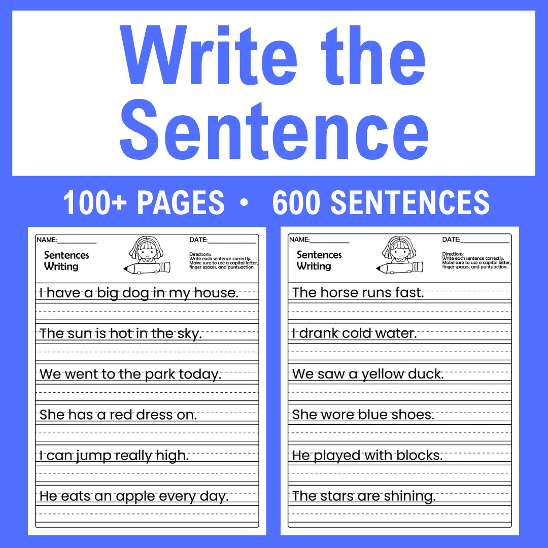 Sentence Writing Worksheets, Practice Pages For Grades 1-3