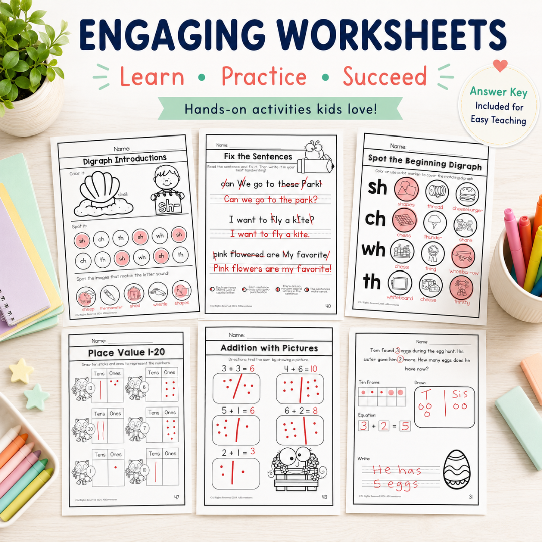 Kindergarten Curriculum with Lesson Plans & Worksheets Monthly Learning Binders or Workbooks Homeschool