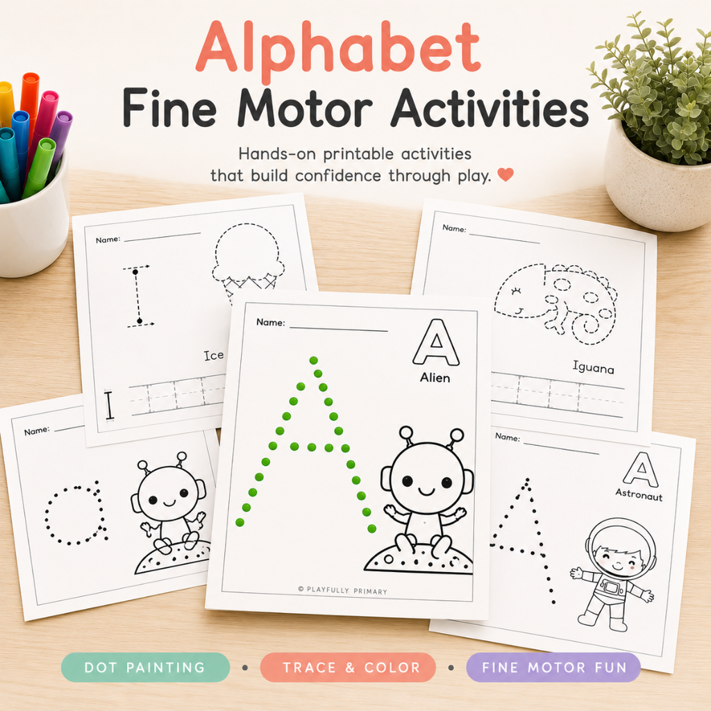 Alphabet Fine Motor Activities | Preschool & Kindergarten Centers | Tracing, Prewriting Practice, Letter Crafts | Printable Toddler Activity