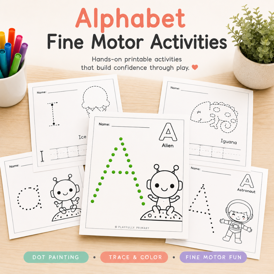 Alphabet Fine Motor Activities | Preschool & Kindergarten Centers | Tracing, Prewriting Practice, Letter Crafts | Printable Toddler Activity
