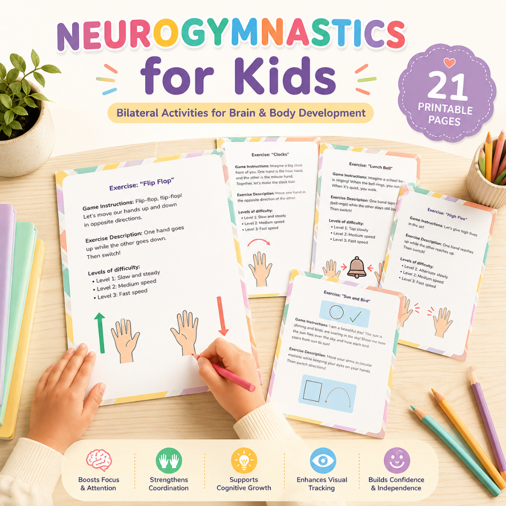 Neurogymnastics for Kids | Bilateral Brain Development | Brain boosting Games | Printable Activities | Dual-hand Brain Exercises | Busy Book