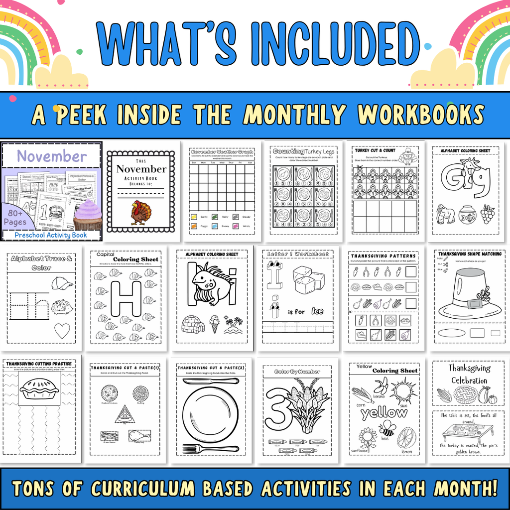 Preschool Curriculum, Full Year Worksheets For Ages 3-5