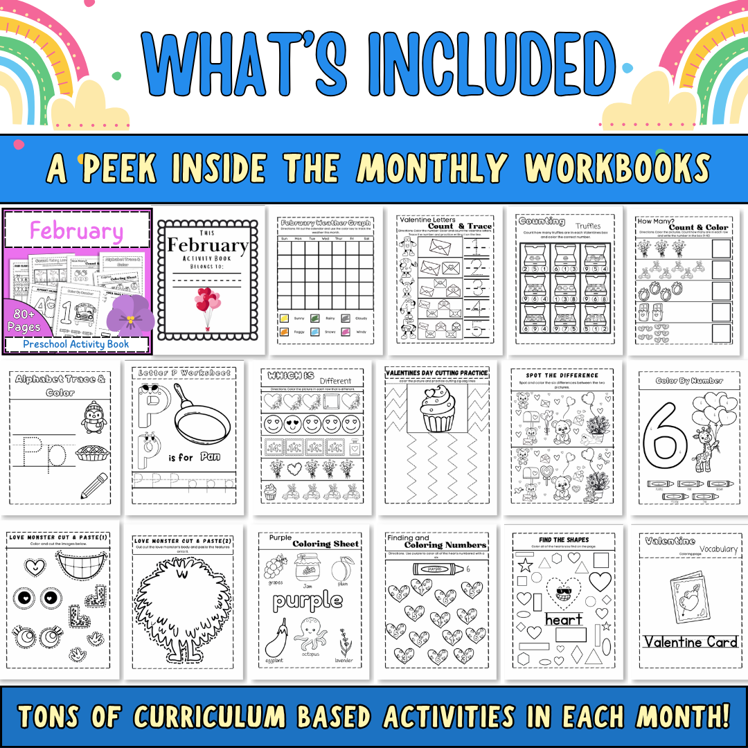 Preschool Curriculum, Full Year Worksheets For Ages 3-5