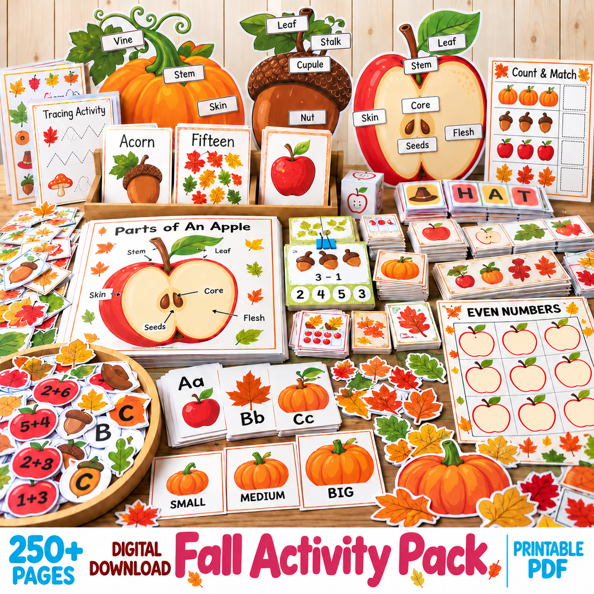 Fall Preschool Activities, Autumn Learning Packet for Kids