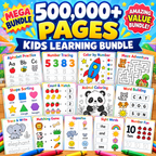 Kids Educational Bundle, Printable Worksheets and Homeschool Learning Activities