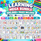 Kids Educational Bundle, Printable Worksheets and Homeschool Learning Activities