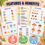Toddler Montessori Activities, Alphabet Numbers and Shapes Ages 2-3