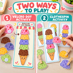 Ice Cream Builder Activity, Fine Motor Matching Game for Preschool
