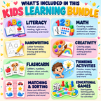 Kids Educational Bundle, Printable Worksheets and Homeschool Learning Activities