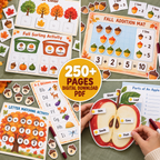 Fall Preschool Activities, Autumn Learning Packet for Kids