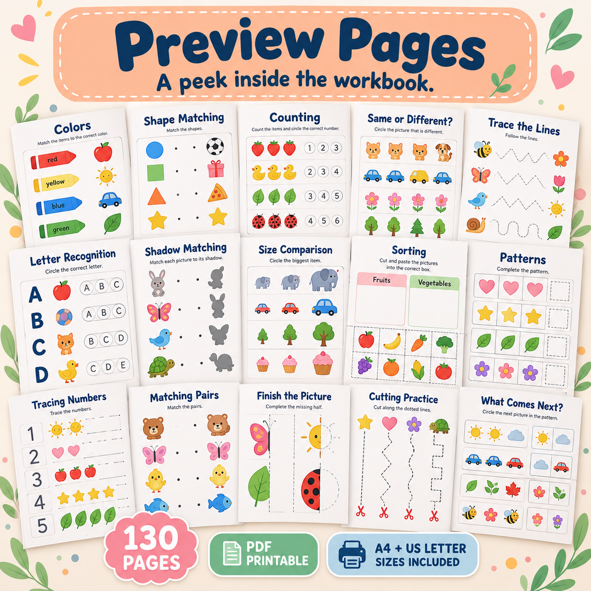 Toddler Montessori Activities, Alphabet Numbers and Shapes Ages 2-3