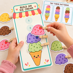 Ice Cream Builder Activity, Fine Motor Matching Game for Preschool