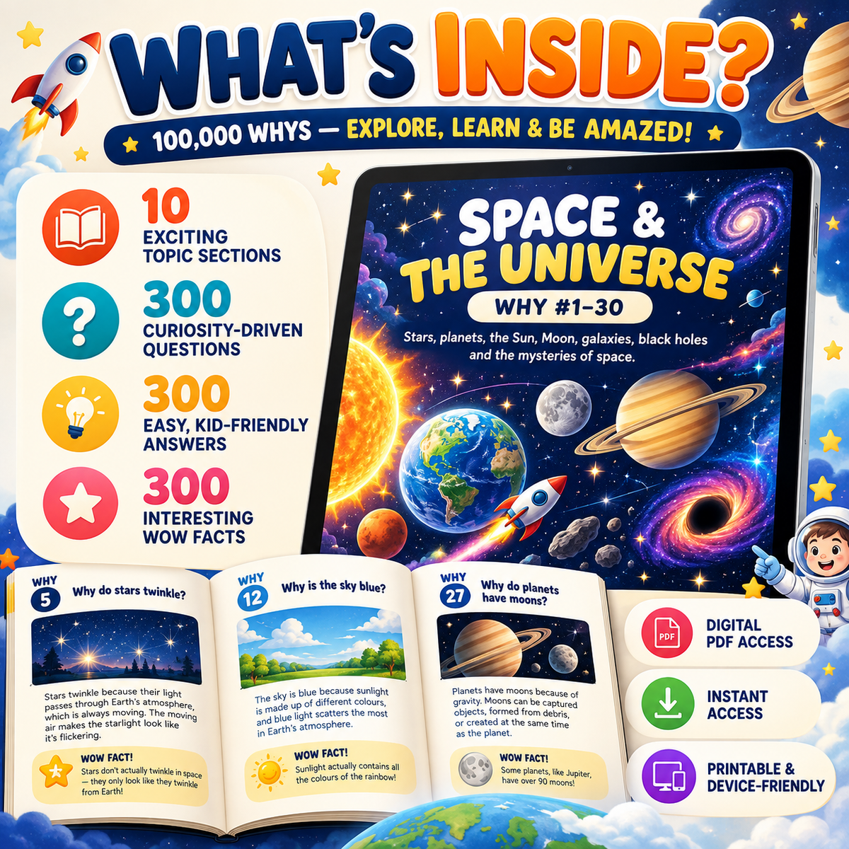 Kids Why Questions Book, Science Facts and STEM Learning Ages 6-12