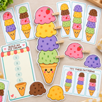 Ice Cream Builder Activity, Fine Motor Matching Game for Preschool