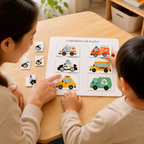 Vehicle Matching Puzzle, Montessori Transport Activity For Kids