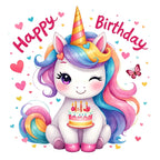 Happy Birthday Unicorn Sticker Decal