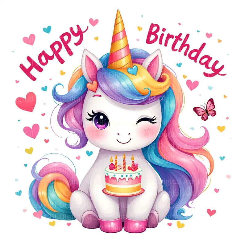 Happy Birthday Unicorn Sticker Decal